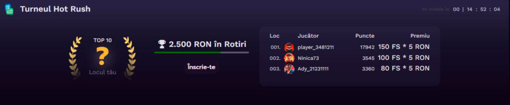 turneul Hot Rush la cazinoul Hotspins